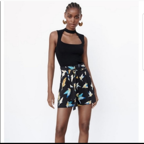 Zara humming bird baggy belted shorts - Picture 1 of 4